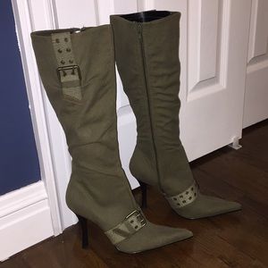 🧞‍♀️🤩HP!!!🤩🧞‍♀️canvas green stiletto boots